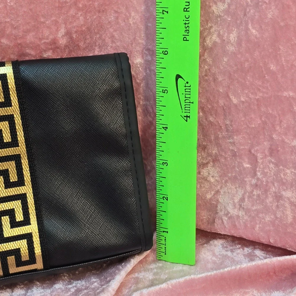 Versace Fragrances Black Gold Greek Key Cosmetic Pouch Toiletry Travel Bag